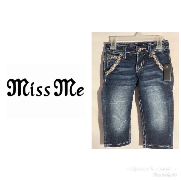 🔥 Miss me denim CAPRIS bling teens girls 8 NWT - Picture 4 of 8
